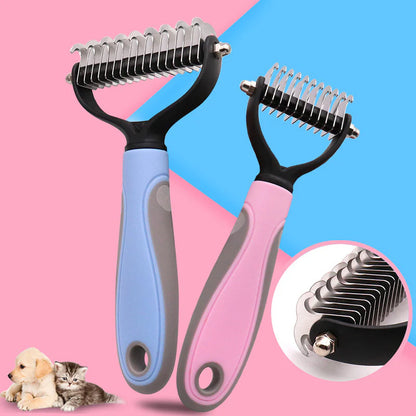 Stainless Double-sided Pet Brush Hair Removal Comb Grooming Dematting Dog Grooming Shedding Tools